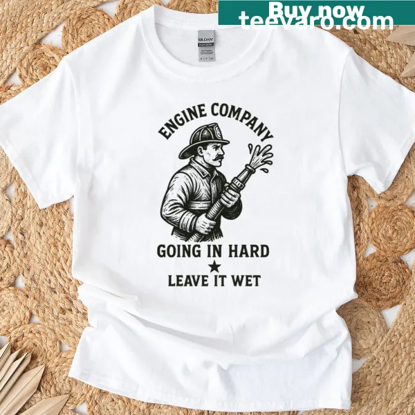 Illustrated Engine Company design on a casual men’s T-shirt