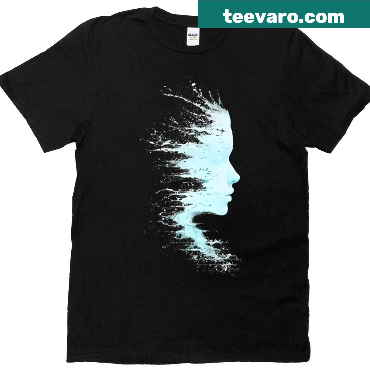 Surreal fading profile portrait illustration on a T-shirt — on a men's t-shirt