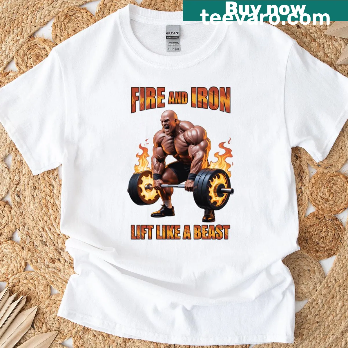 Motivational fitness T-shirt with 'Lift Like A Beast' typography — on a men's t-shirt