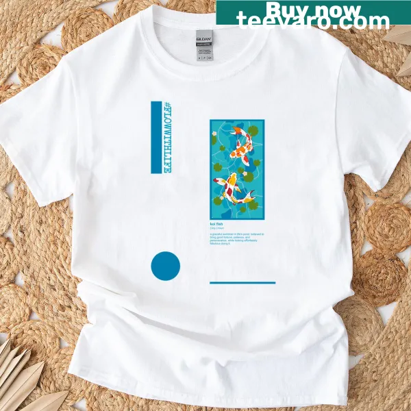 Koi fish art t-shirt symbolizing strength and perseverance.
