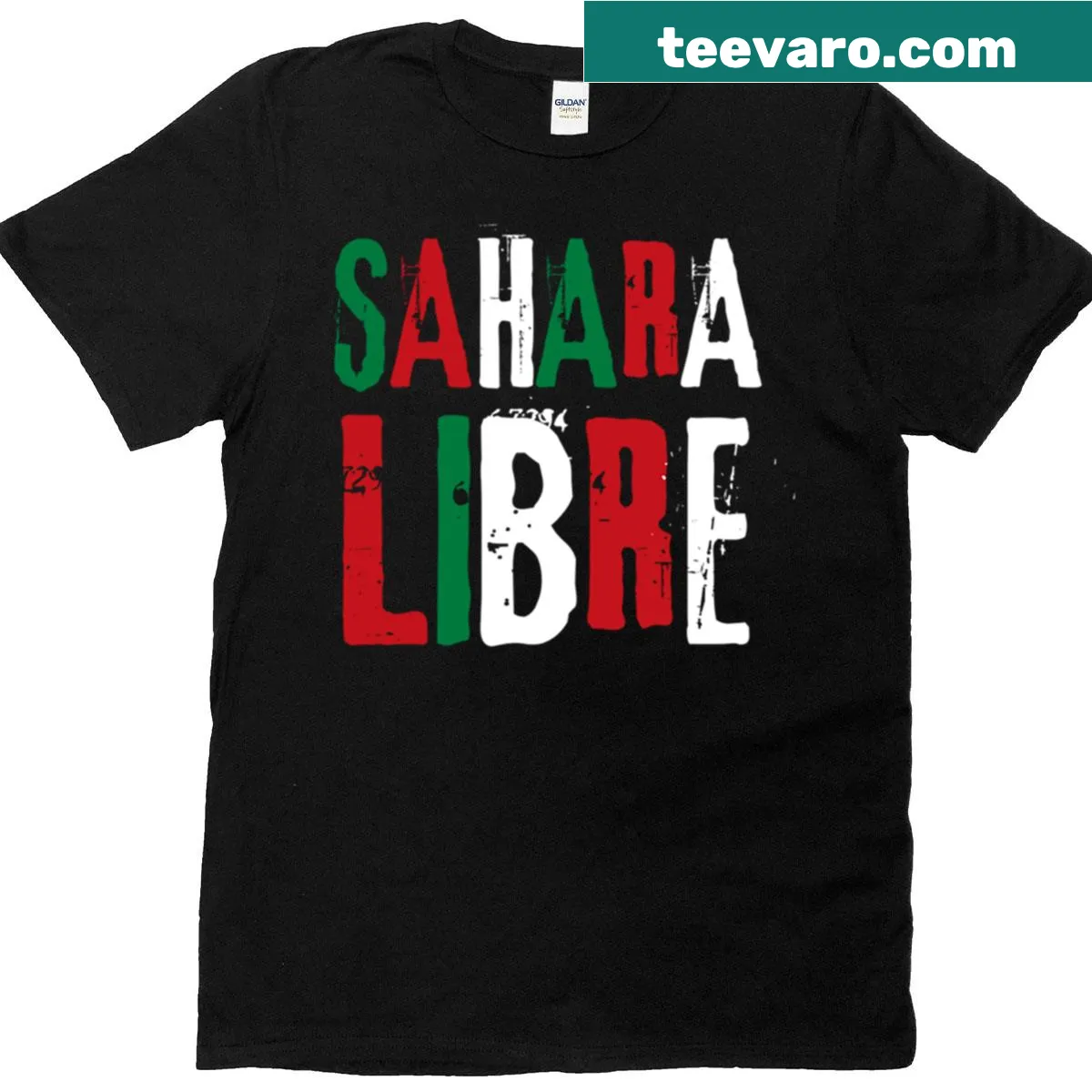Badge-style design advocating for Western Sahara's freedom — on a men's t-shirt