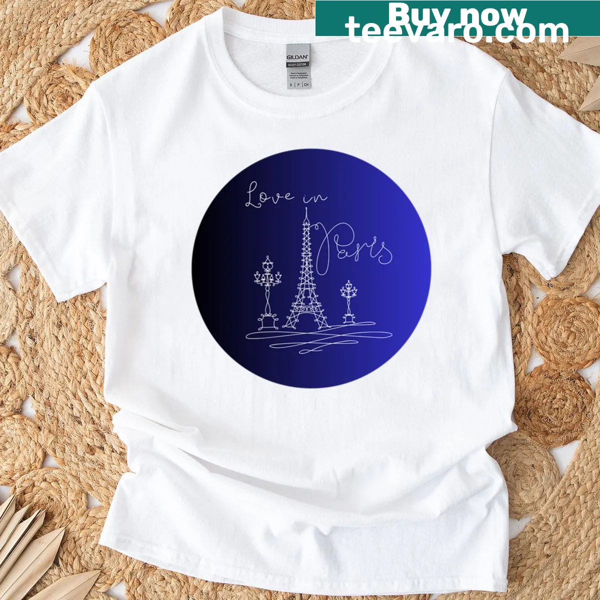 Elegant French Love typographic design T-shirt — on a men's t-shirt