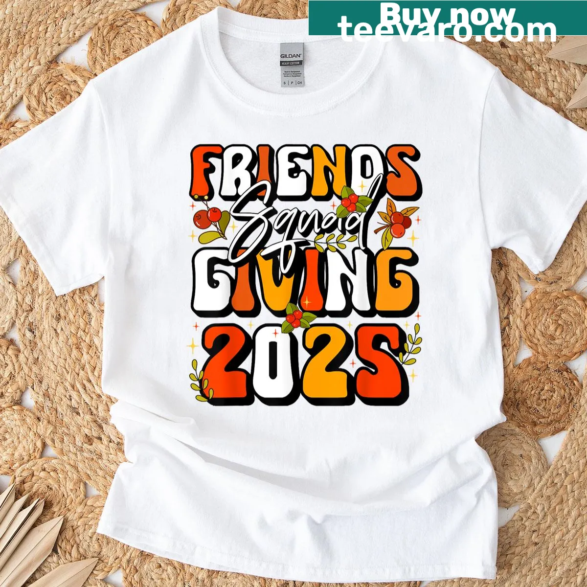 Thankful Thanksgiving Friends Squad Giving t-shirt — on a men's t-shirt