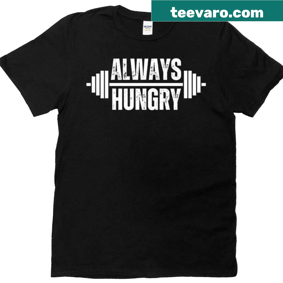 Humorous bodybuilding T-shirt about always being hungry — on a men's t-shirt