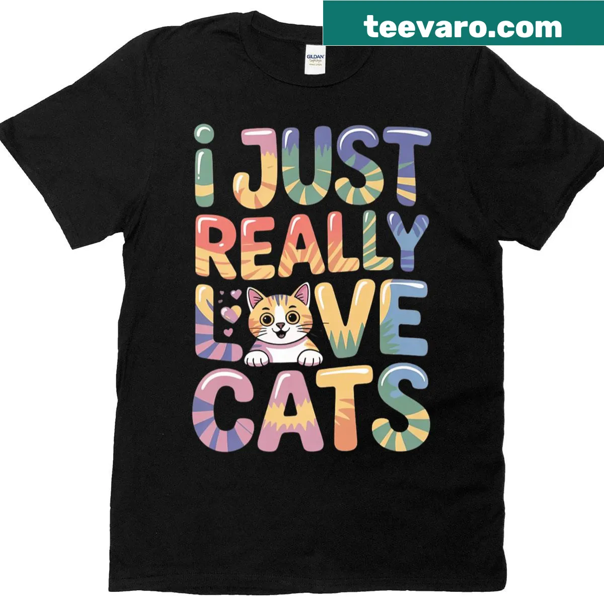 T-shirt with a funny cat lover quote celebrating love for cats — on a men's t-shirt