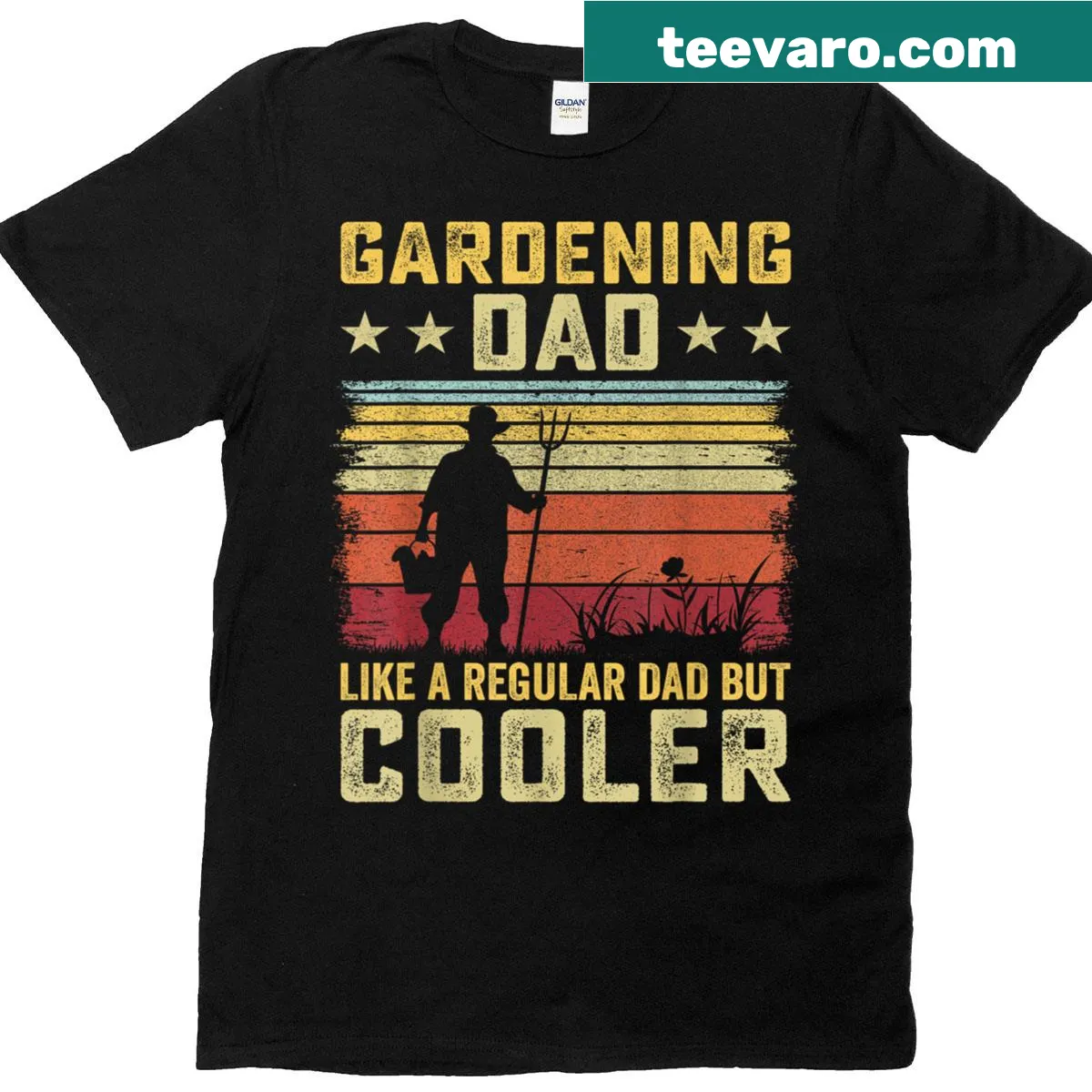 Vintage-style gardening graphic with humorous text for dads — on a men's t-shirt