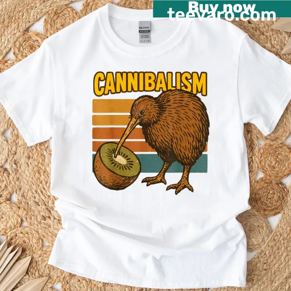 Retro dad joke t-shirt featuring a kiwi bird eating a kiwi fruit.