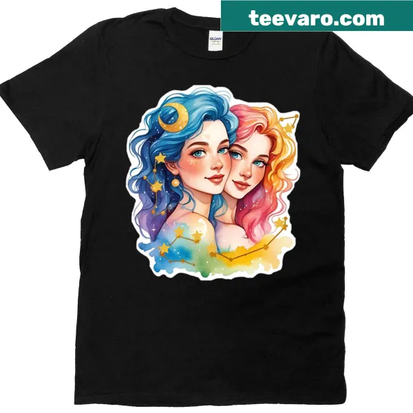 Zodiac symbol for Gemini twins in a creative sticker style