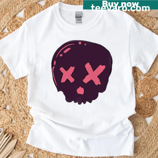 Glitch art skull t-shirt featuring a distorted graphic design