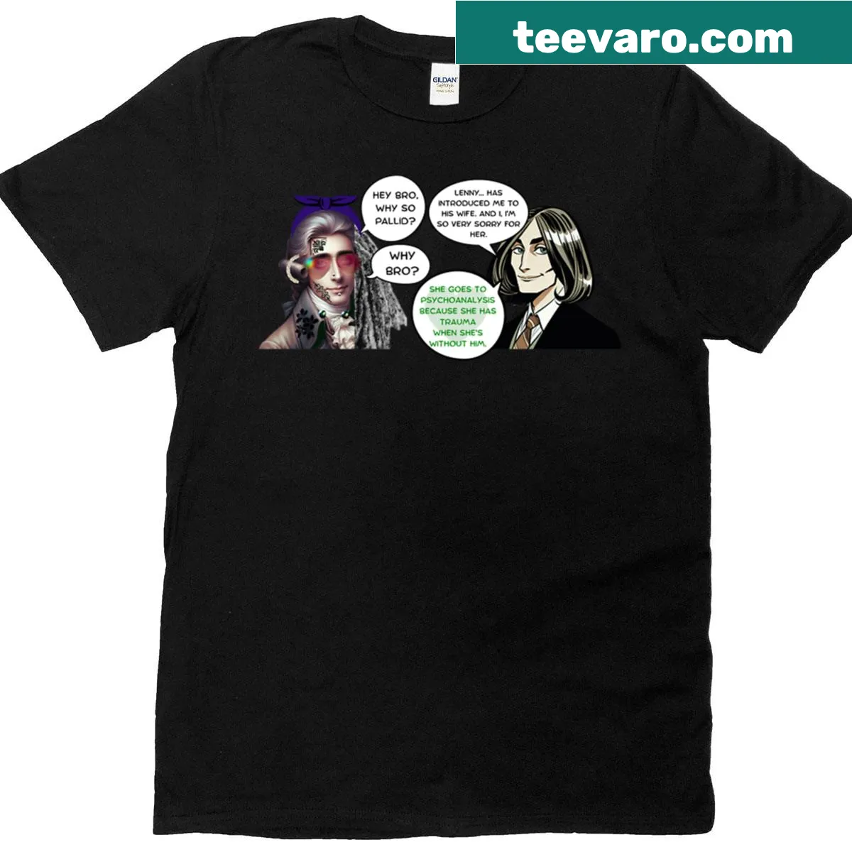 Abstract typography graphic with text 'Green Disturbance' on T-shirt — on a men's t-shirt