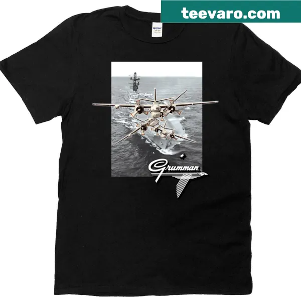 Vintage design T-shirt featuring Grumman S-2 Tracker aircraft