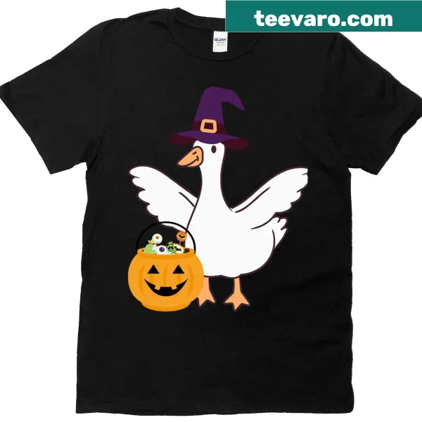 Funny Halloween Goose T-shirt with playful graphics
