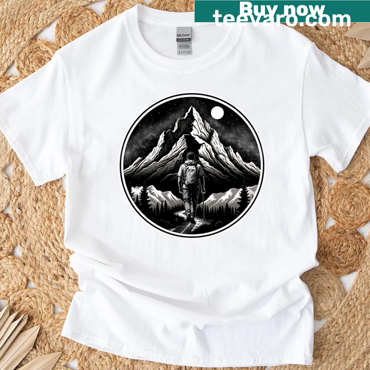 Typography design celebrating mountain lovers on a hiking t-shirt — on a men's t-shirt