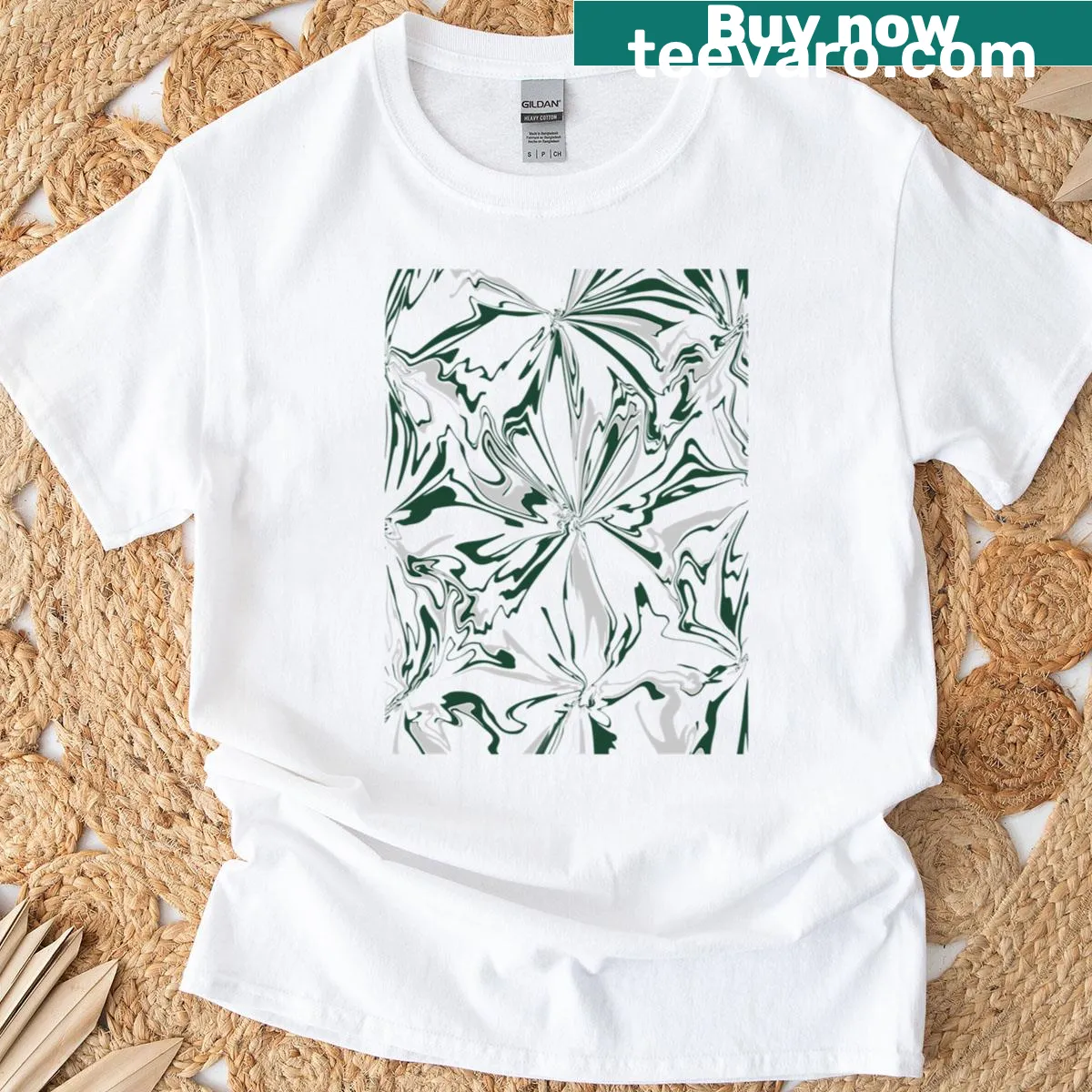 Vintage-style t-shirt with Honolulu Hawaii design pattern — on a men's t-shirt