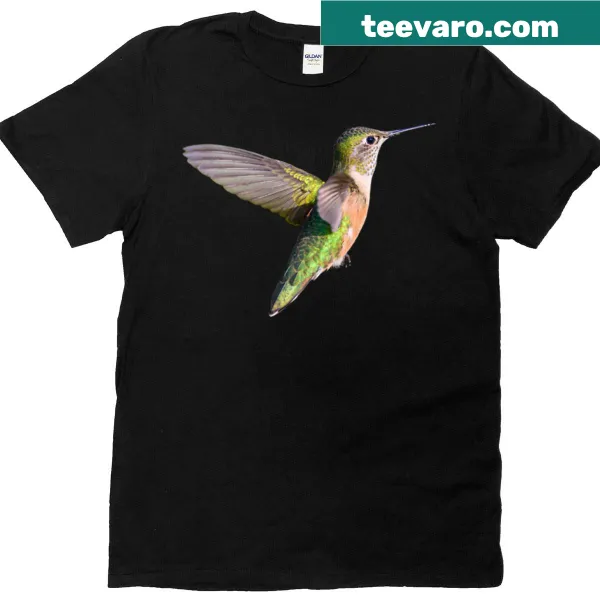 T-shirt featuring a charming illustration of a hummingbird
