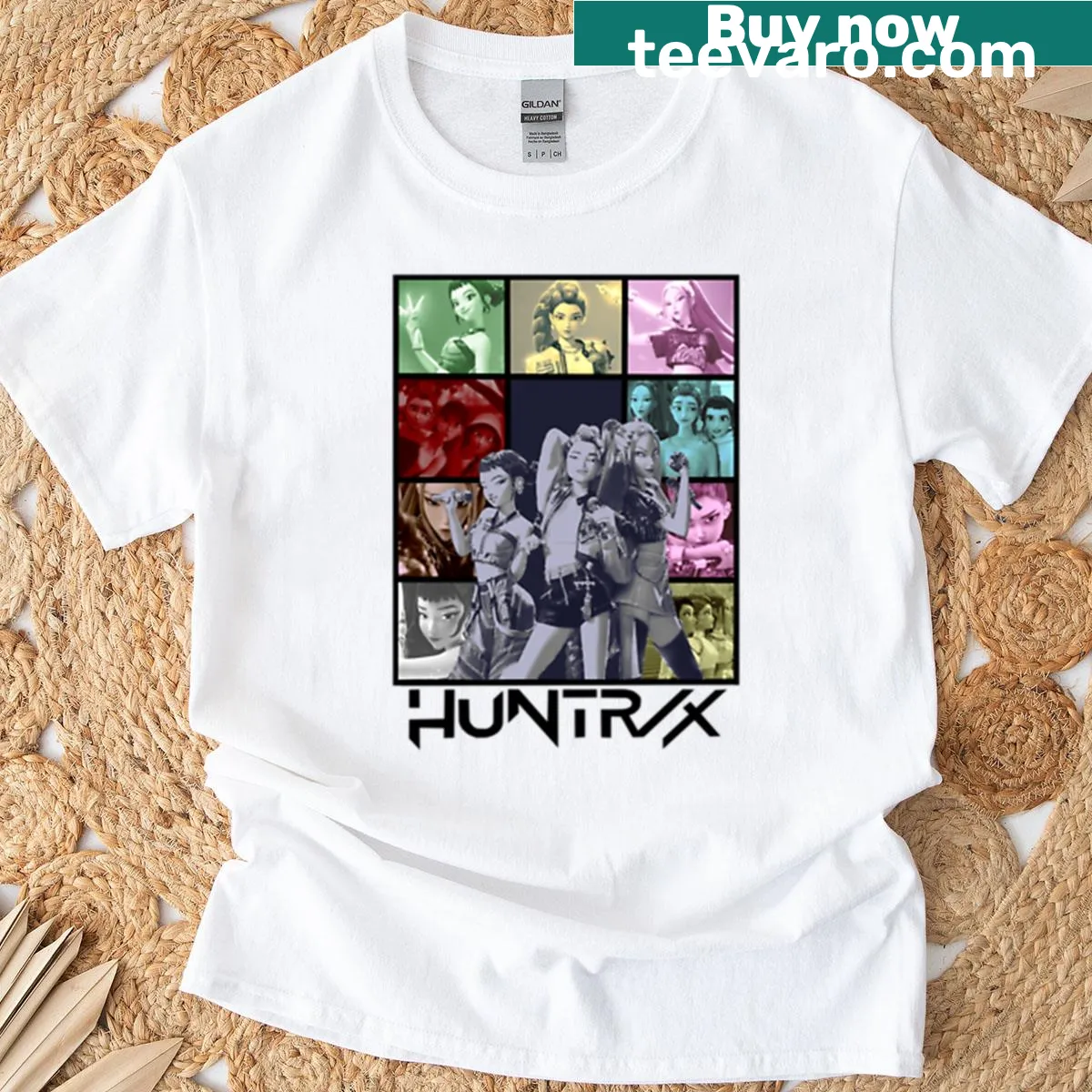 K-pop themed t-shirt featuring Huntrix demon hunters design — on a men's t-shirt