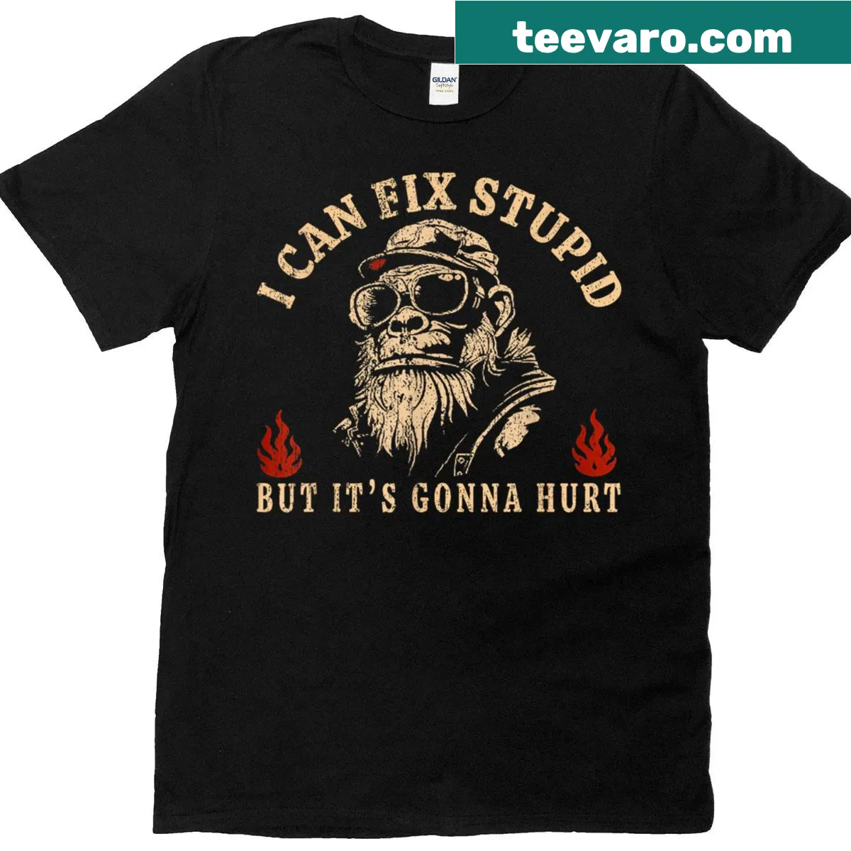 Vintage funny t-shirt featuring a monkey and humorous text — on a men's t-shirt