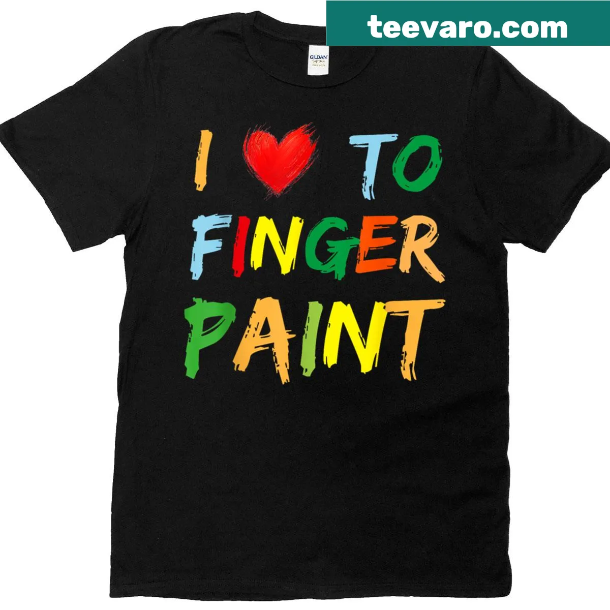 Illustration of finger painting hearts with text about love — on a men's t-shirt