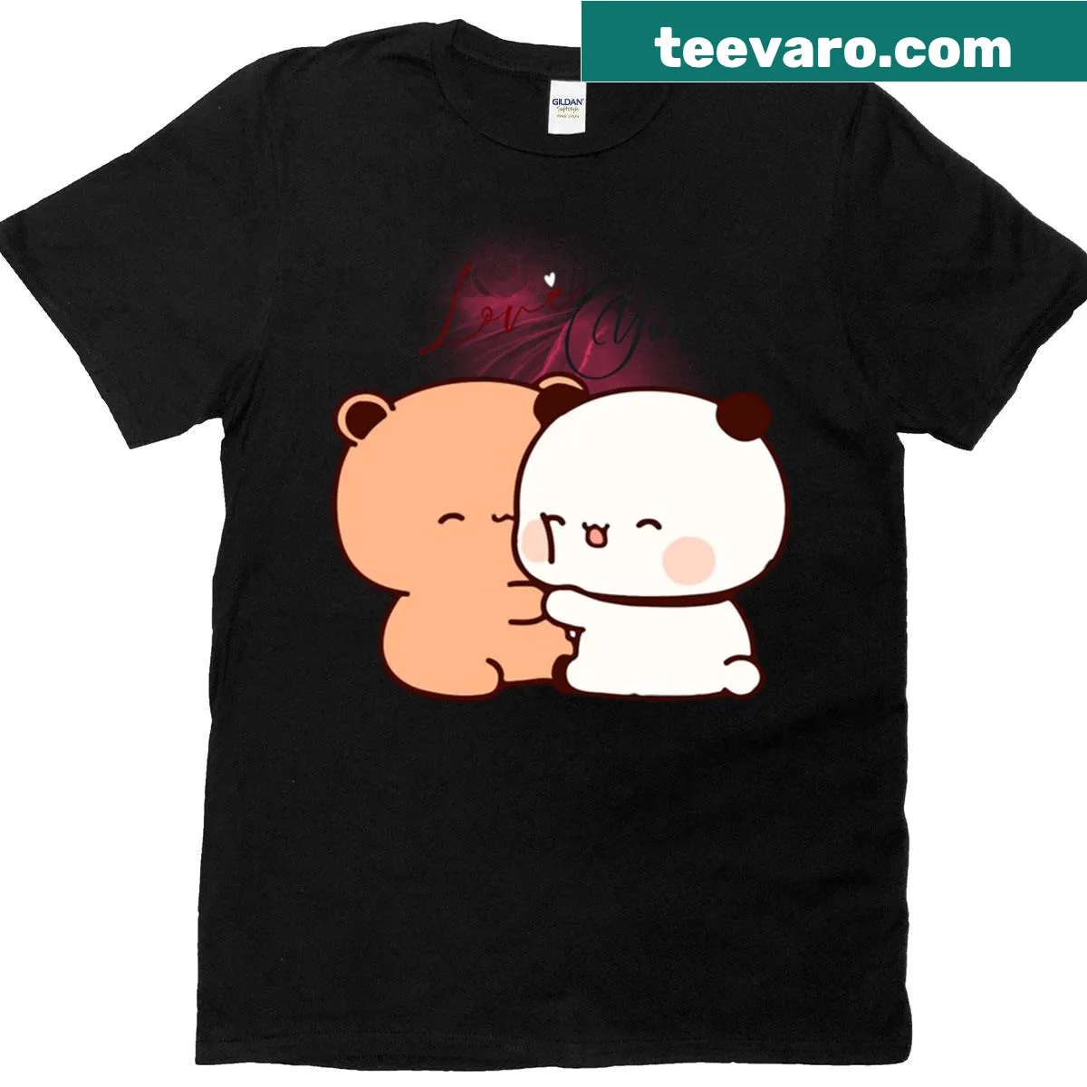 Couples T-shirt with the phrase I Love You Bubu Dudu and bear graphics — on a men's t-shirt