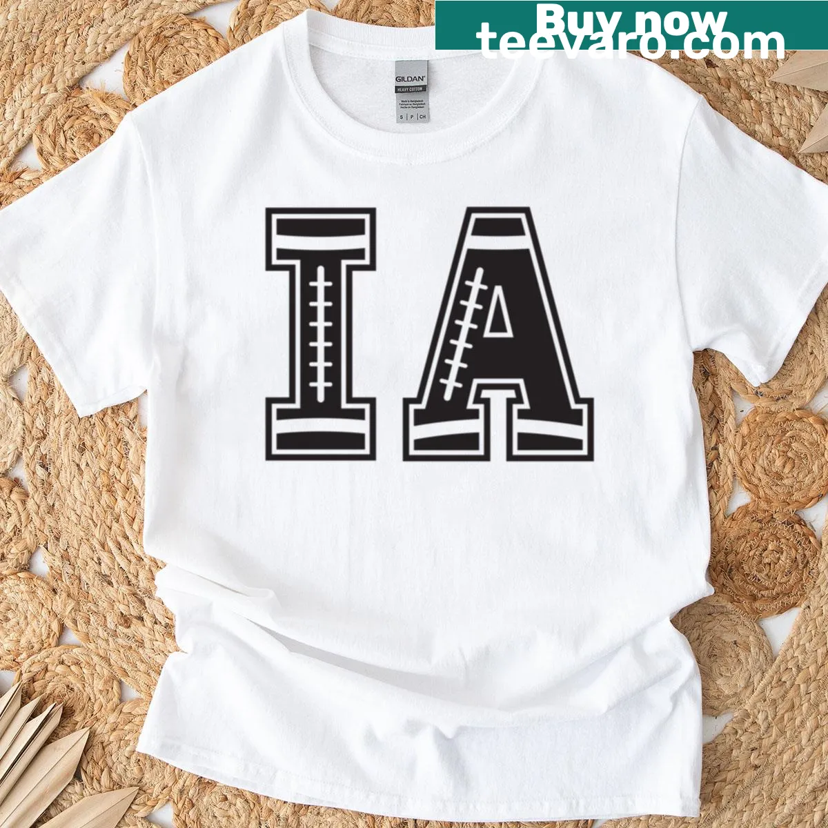 Ia Football T-shirt with bold typography — on a men's t-shirt
