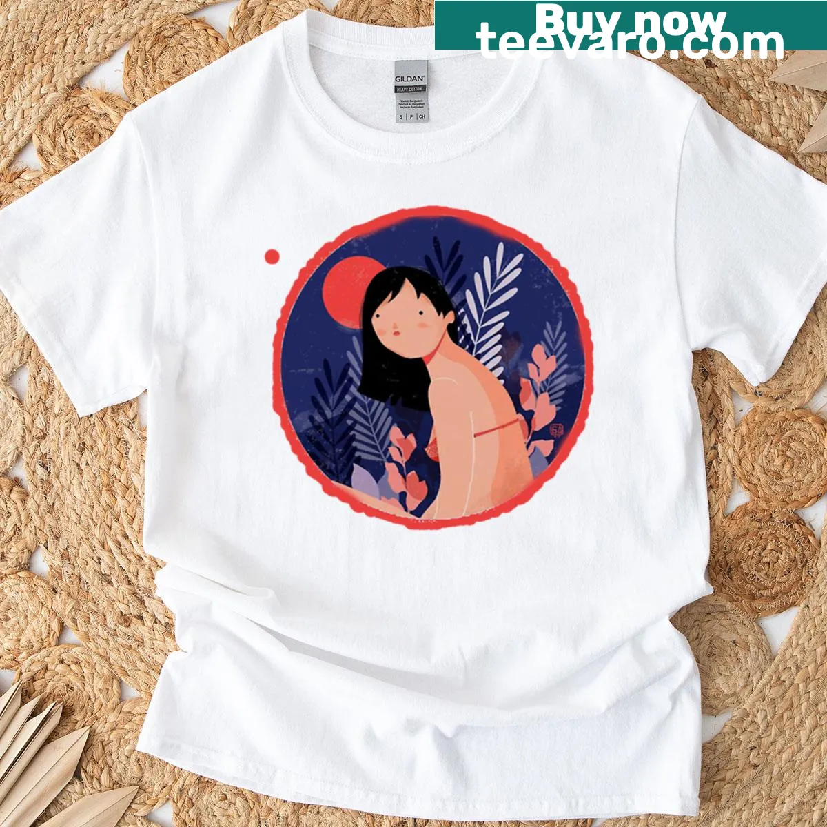 Indian summer-themed T-shirt with artistic illustration — on a men's t-shirt