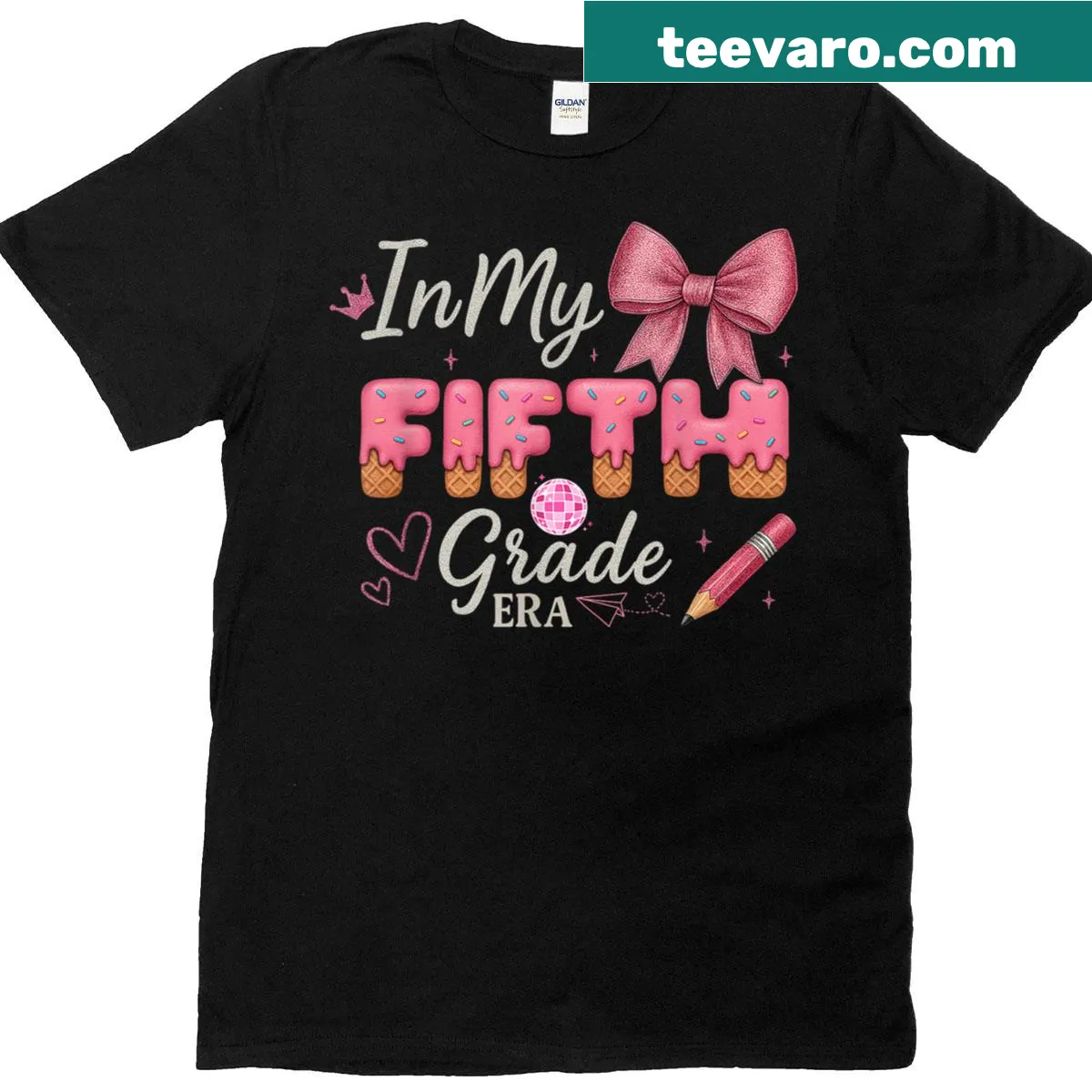 Typography design celebrating fifth grade with fun text. — on a men's t-shirt