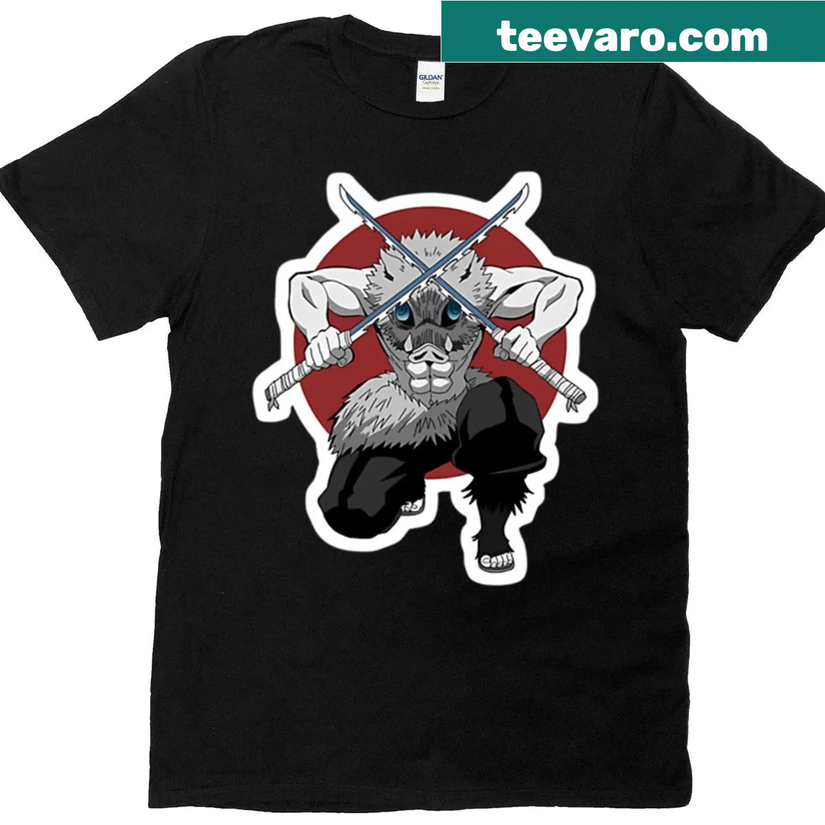 T-shirt featuring Inosuke Hashibira from anime — on a men's t-shirt