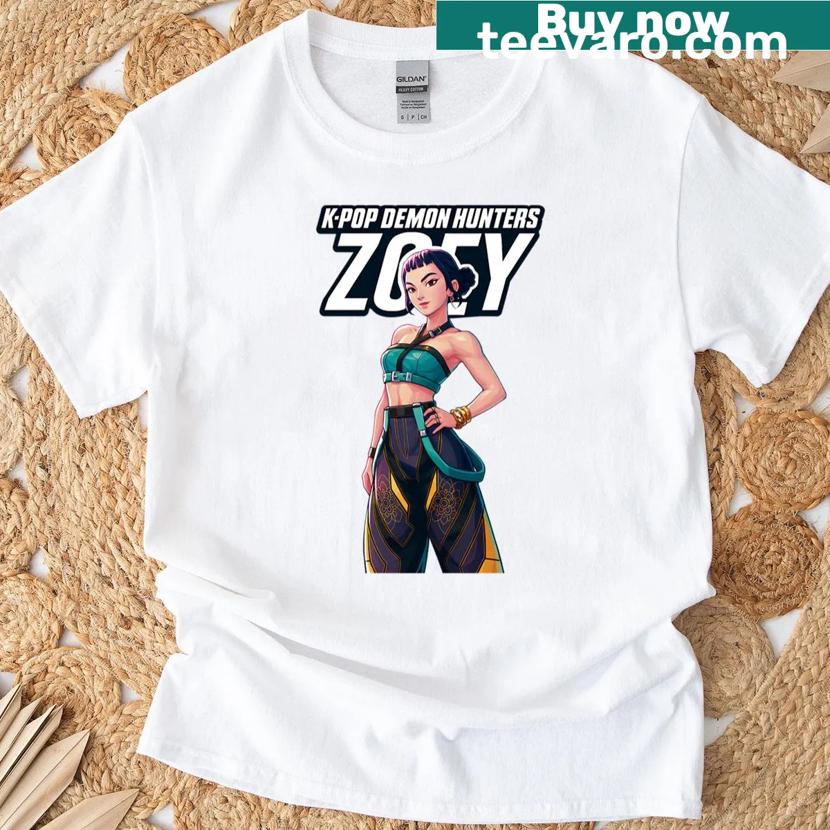 Illustrated t-shirt featuring Zoey from the Demon Hunters - 25 — on a men's t-shirt