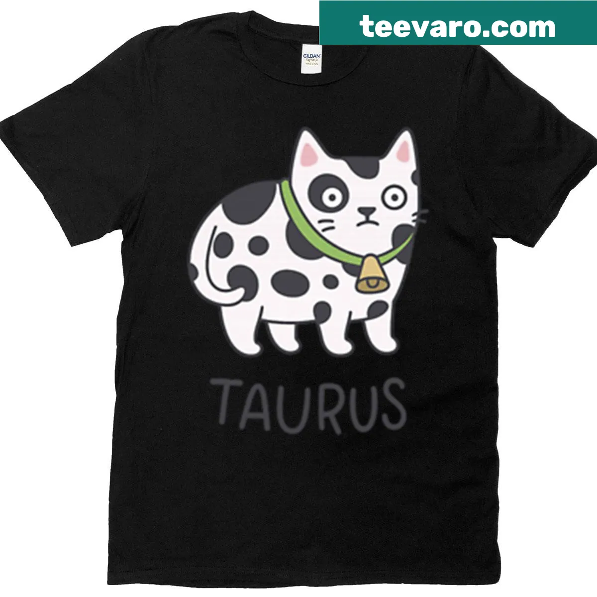 Illustration of a kitten as the zodiac sign Taurus — on a men's t-shirt