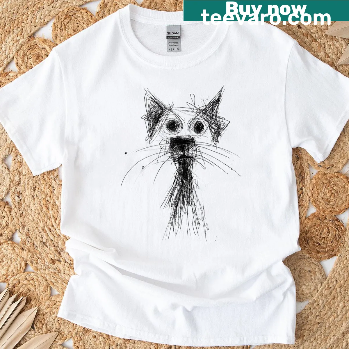 Abstract scribble art of cute kittens on a T-shirt — on a men's t-shirt