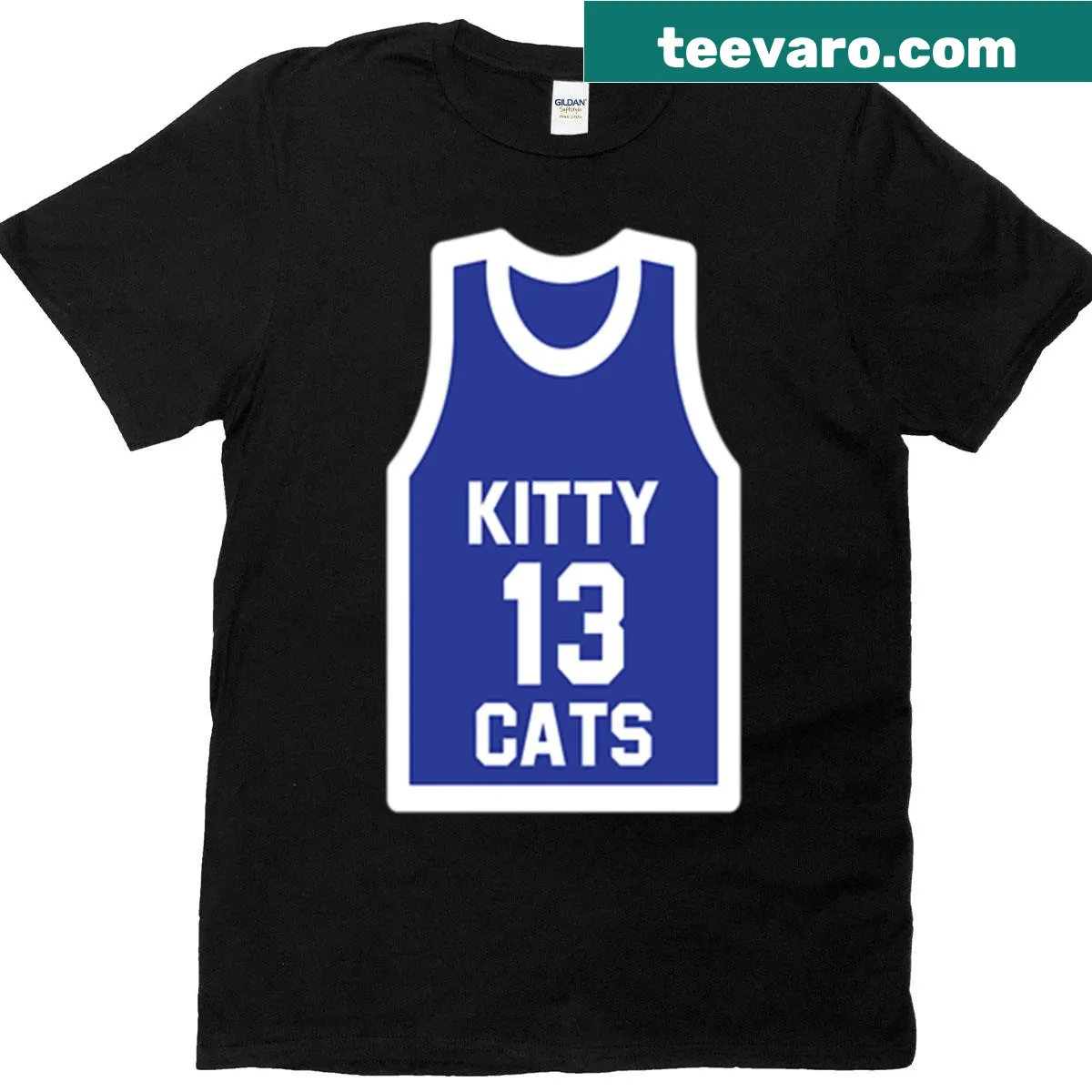 Cute kitty cats cartoon basketball jersey t-shirt — on a men's t-shirt