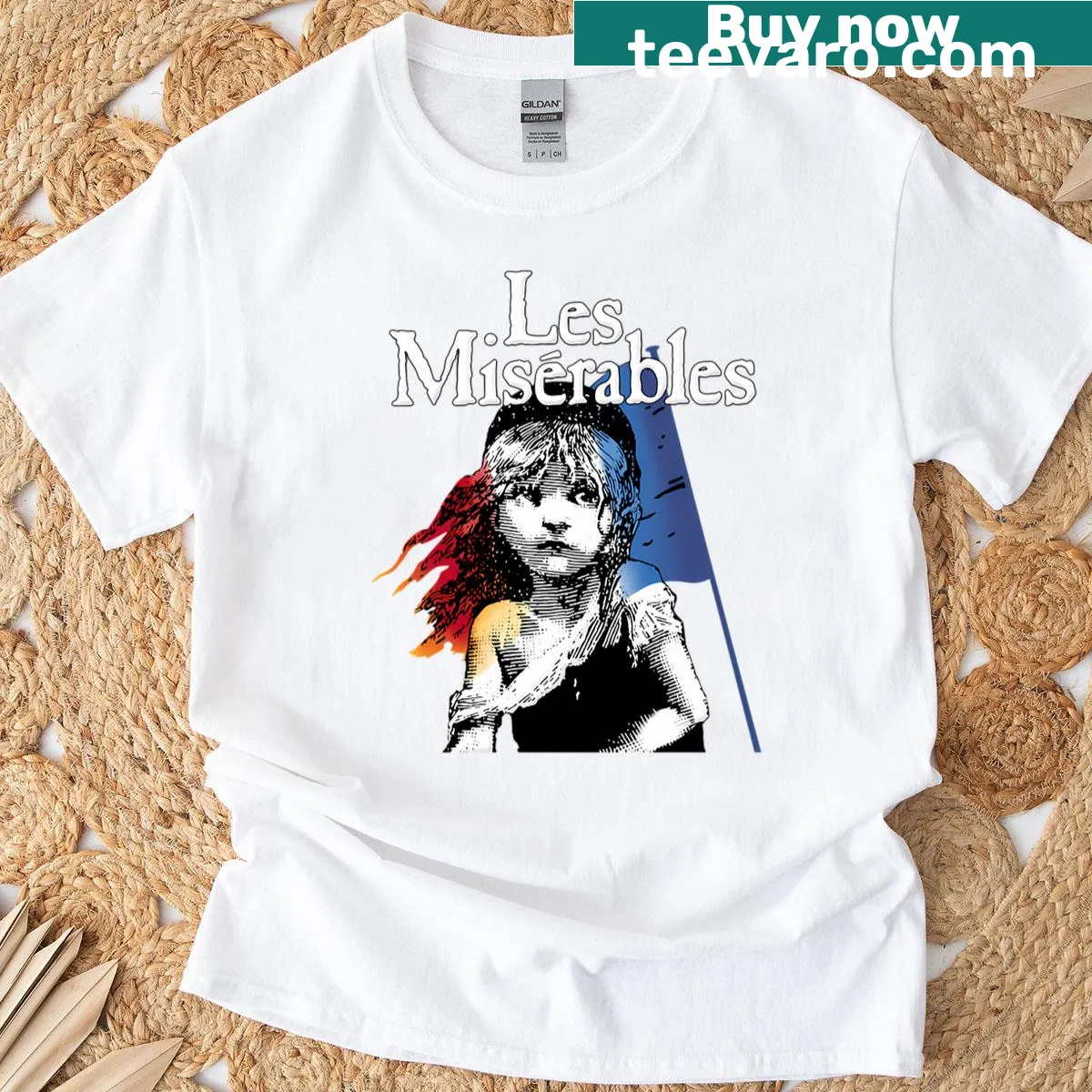 Iconic imagery from Les Miserables on a T-shirt — on a men's t-shirt