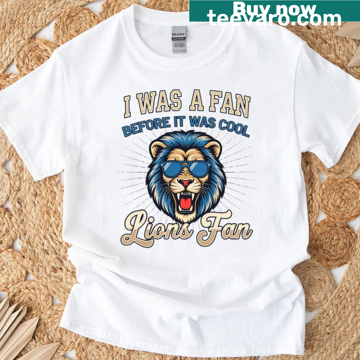 Proud Lions fan T-shirt with bold statement text. — on a men's t-shirt