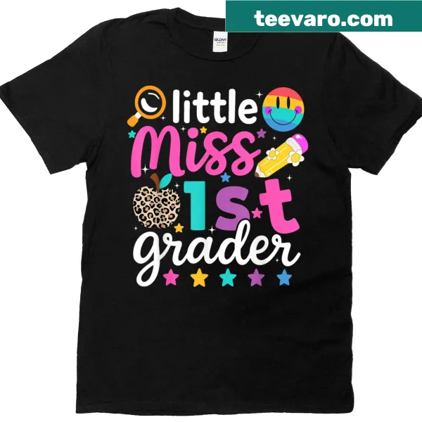 Cute Little Miss character on a first grade T-shirt for girls