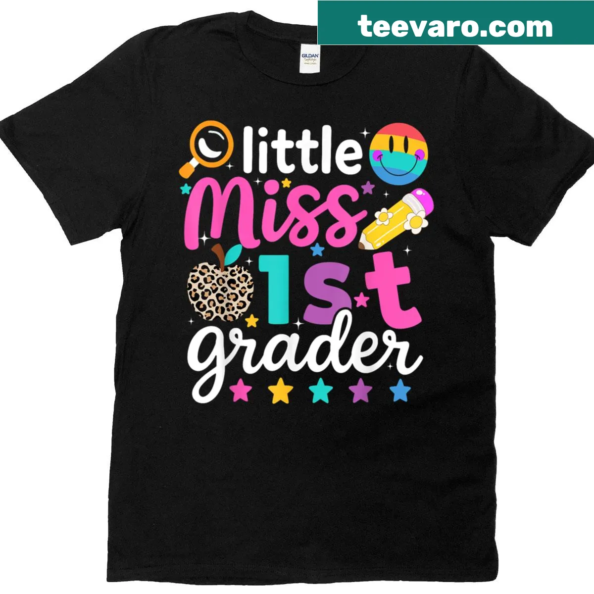 Cute Little Miss character on a first grade T-shirt for girls — on a men's t-shirt
