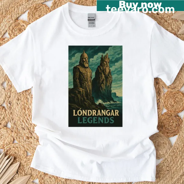 Icelandic mythical stone guardians illustrated on a T-shirt