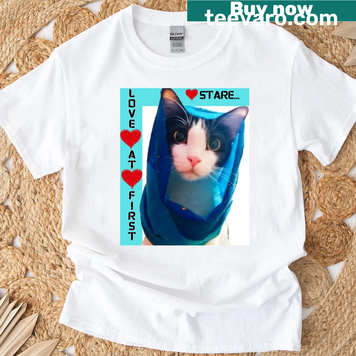 Cute cat design T-shirt with playful text. — on a men's t-shirt