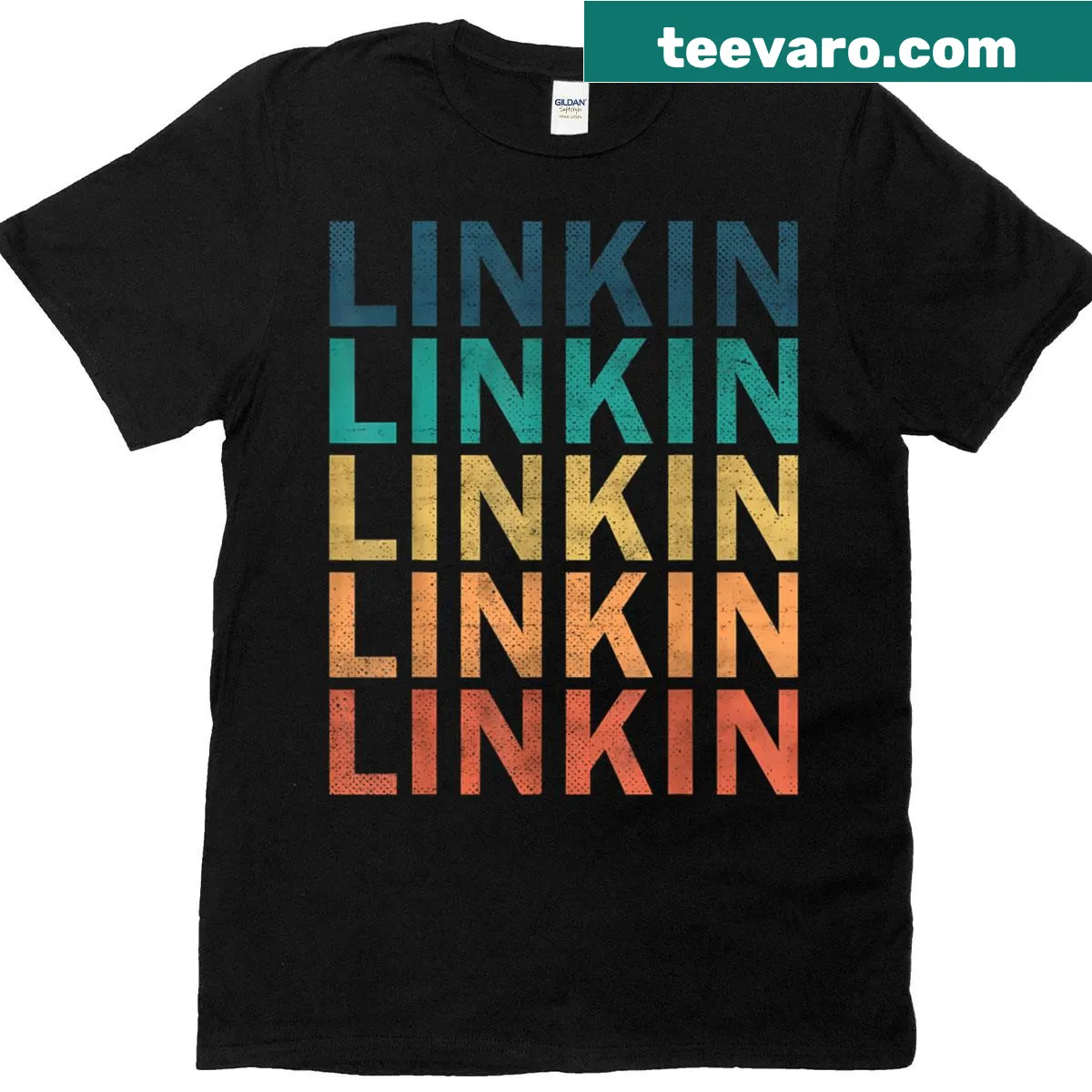 Grunge vintage Linkin meme t-shirt with heart graphic — on a men's t-shirt