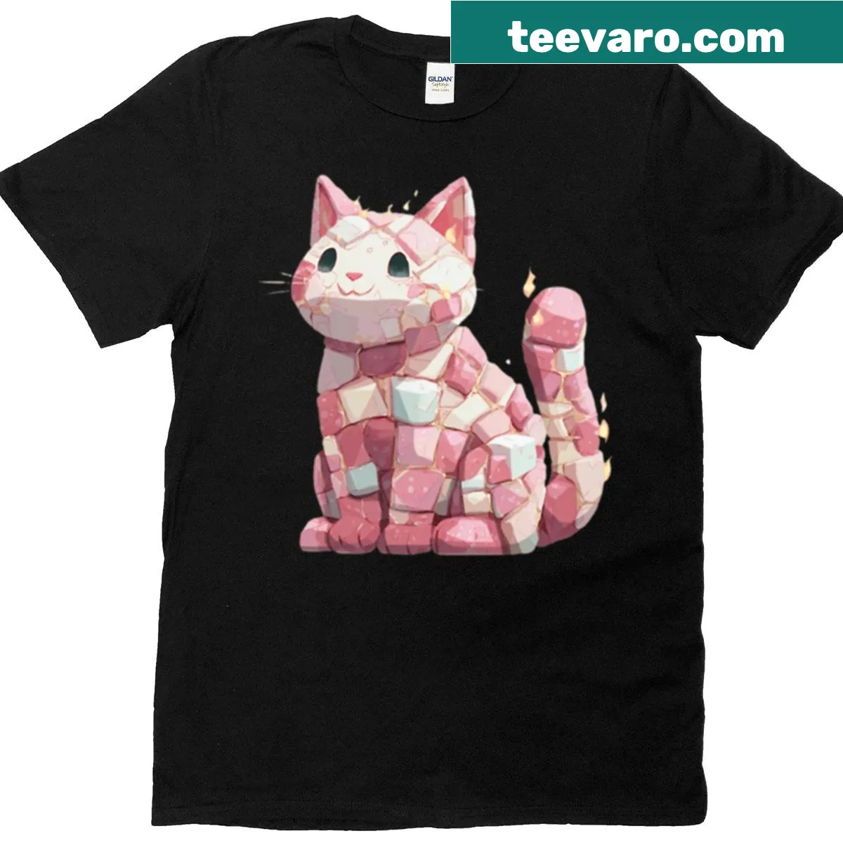 Cute marshmallow cat design on a cozy t-shirt — on a men's t-shirt