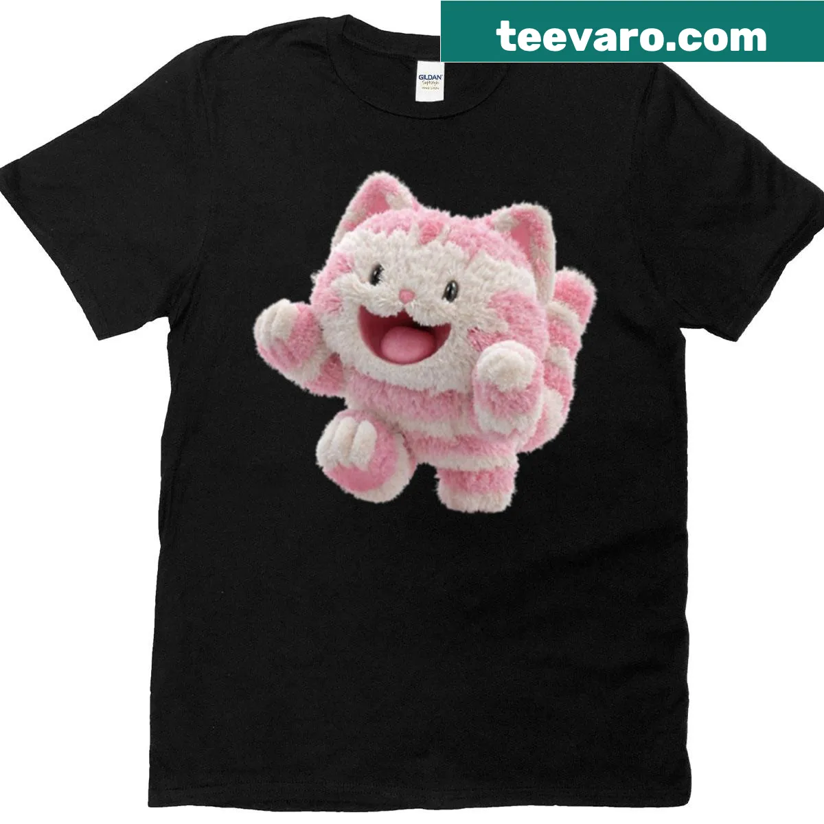 Adorable T-shirt featuring a cute marshmallow cat drawing. — on a men's t-shirt