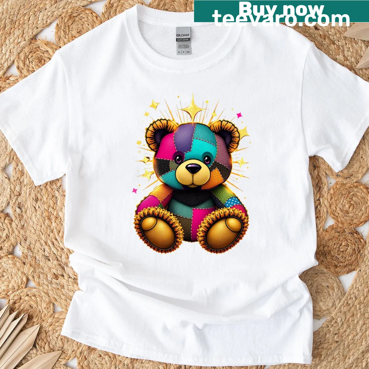 Cartoon bear graphic on a crewneck t-shirt for men — on a men's t-shirt