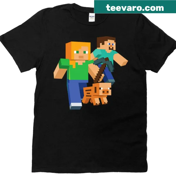 Minecraft characters t-shirt with playful illustrations
