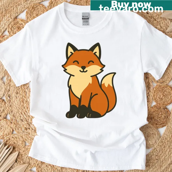 Minimalist fox logo design on a vintage distressed t-shirt for kids
