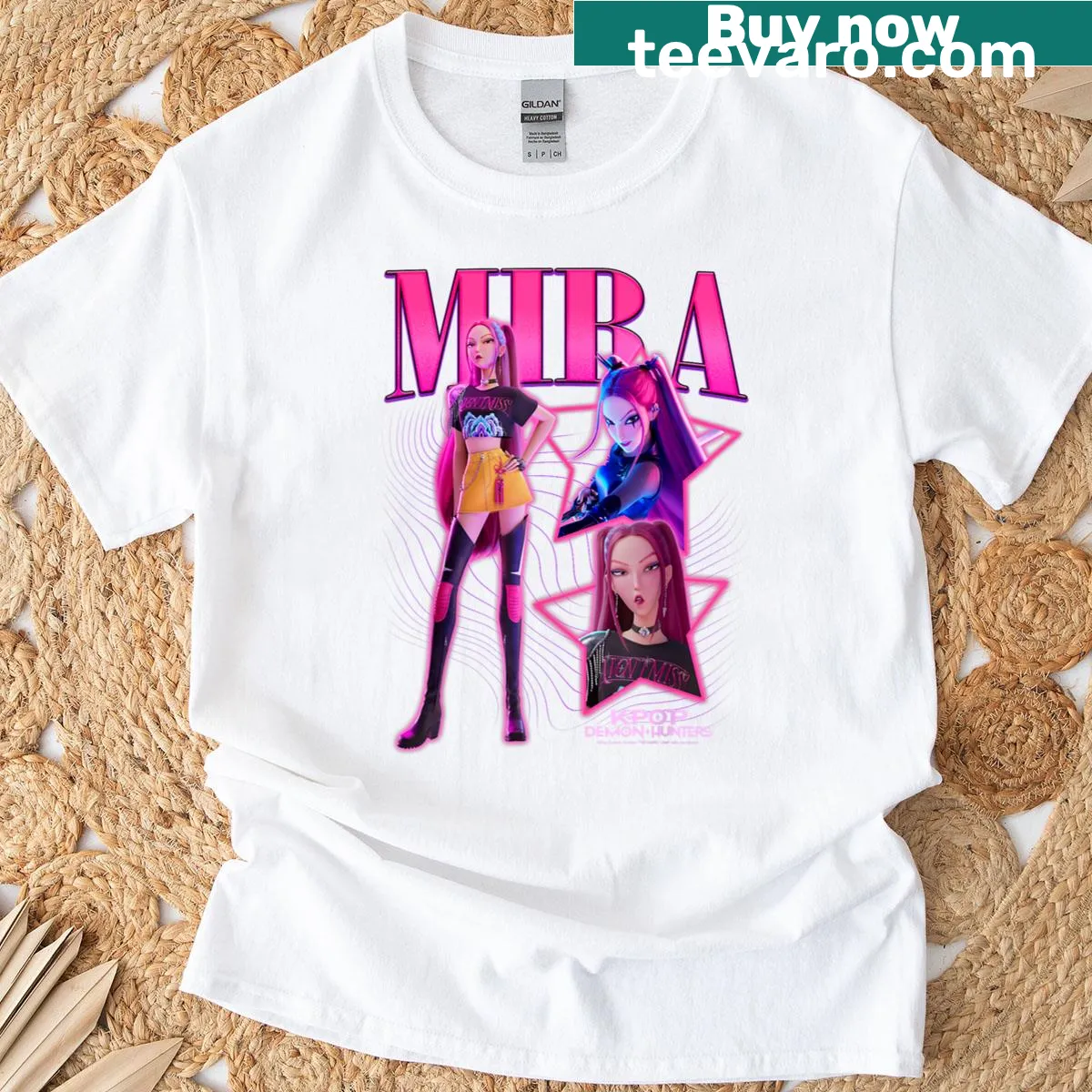 Retro neon poster t-shirt with vintage style design — on a men's t-shirt