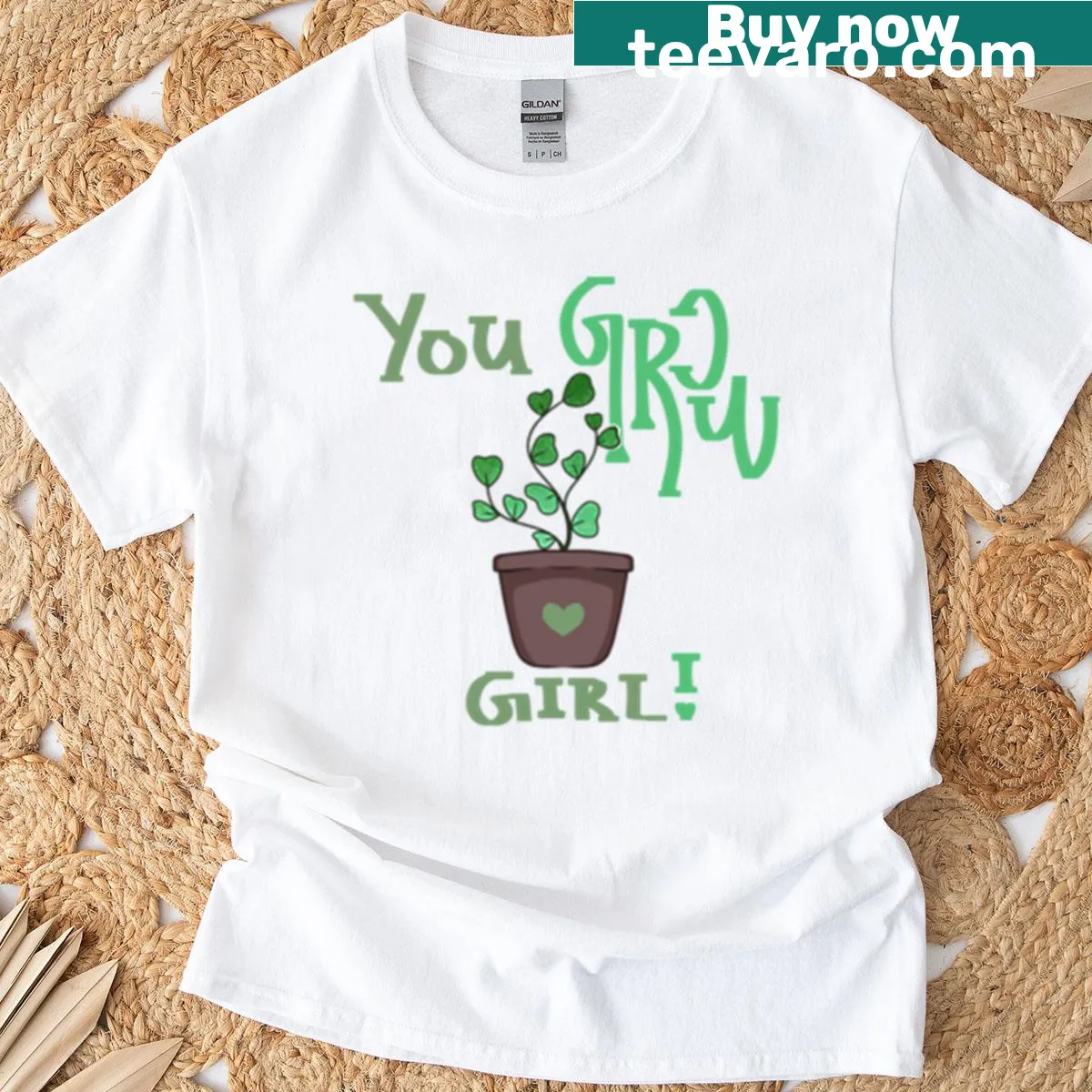 Motivational plant design t-shirt with empowering message — on a men's t-shirt