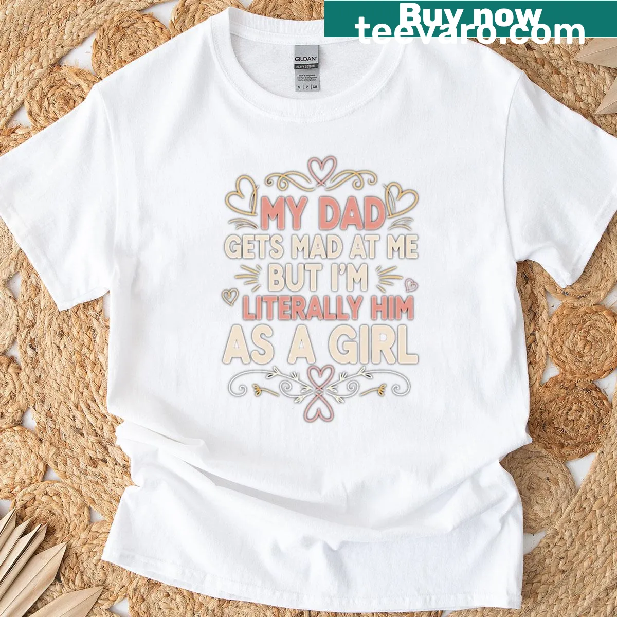 Whimsical dad and daughter quote T-shirt. — on a men's t-shirt