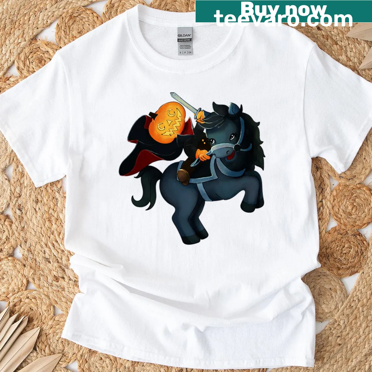 Illustrated horseman graphic on a t-shirt — on a men's t-shirt