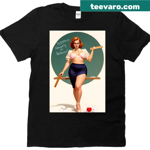 Retro pinup teacher t-shirt with a spicy, playful illustration