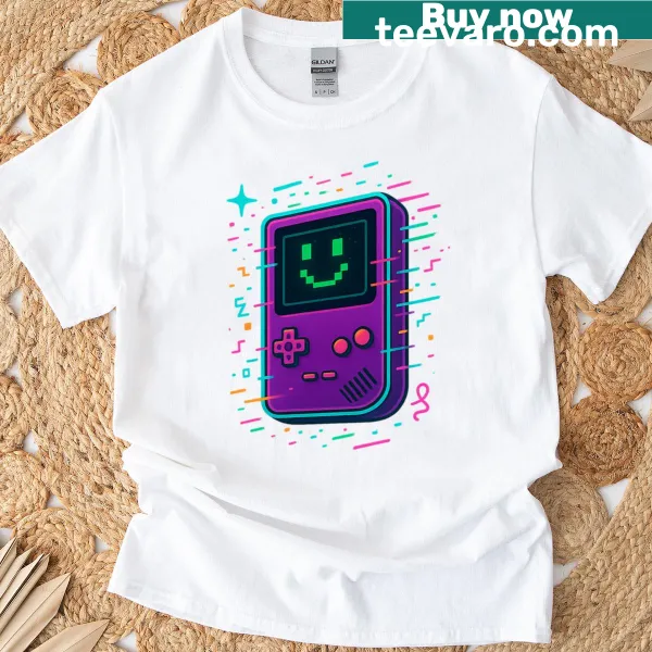 Pixelated retro gaming design on a T-shirt