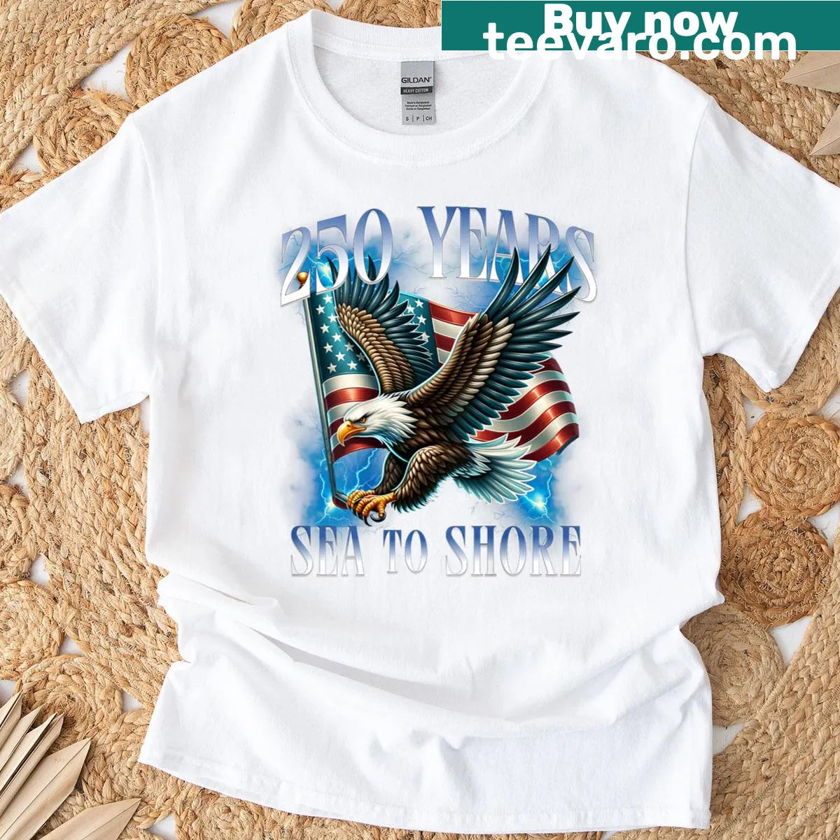 Anniversary t-shirt featuring military-themed typography celebrating 250 years. — on a men's t-shirt